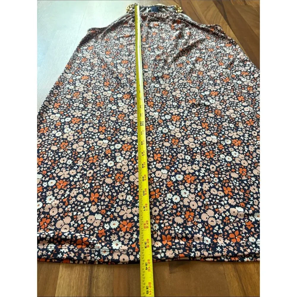 Michael Kors Woman’s XS Navy, Peach & Orange Floral Skirted Dress